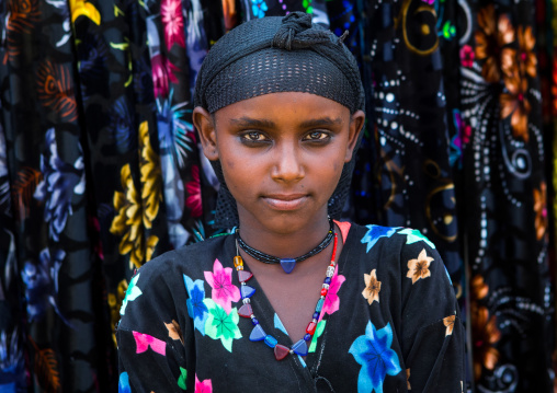 Portrait of an oromo girl with a hair net on the head, Oromo, Sambate, Ethiopia