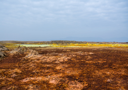 The colorful volcanic landscape of dallol in the danakil depression, Afar region, Dallol, Ethiopia