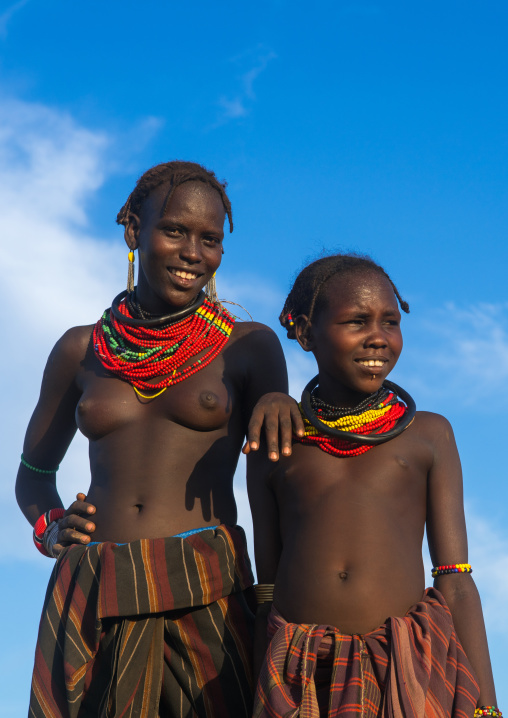 Topless dassanech tribe woman, Omo valley, Omorate, Ethiopia