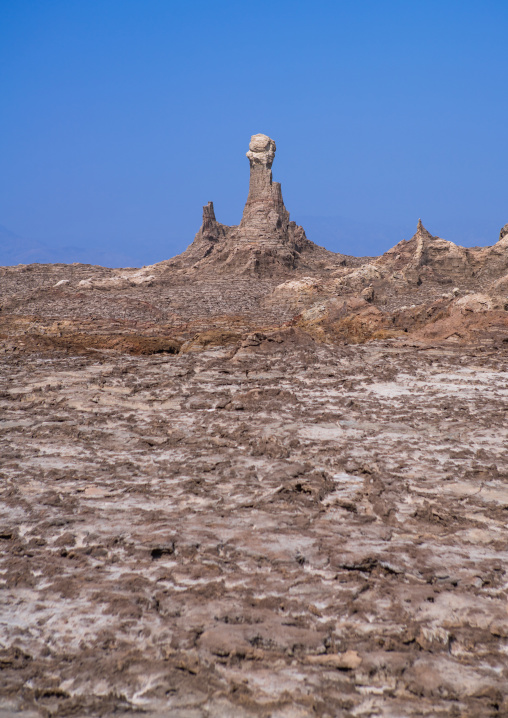 Salt canyons made of layers of halite and gypsum in the danakil depression, Afar region, Dallol, Ethiopia