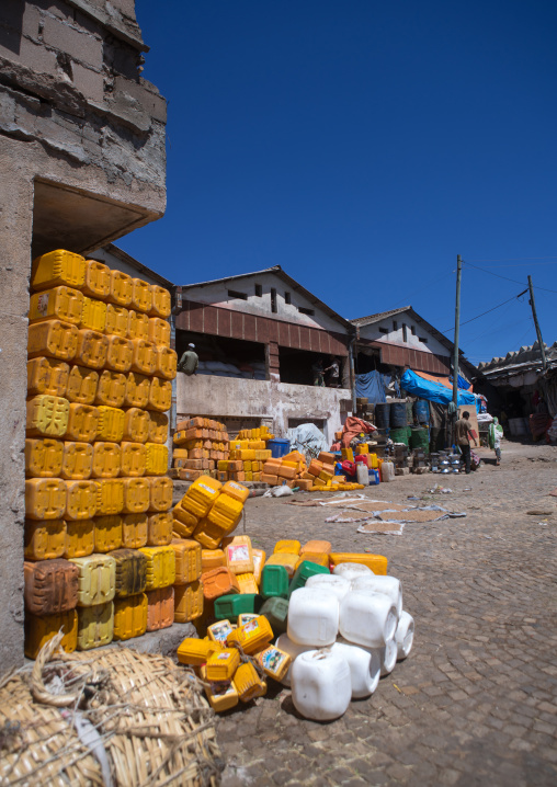 Metal and plastic market in the old town, Harari region, Harar, Ethiopia