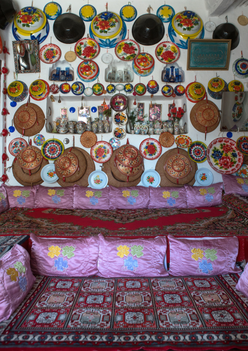 Decoration inside an harari house, Harari region, Harar, Ethiopia