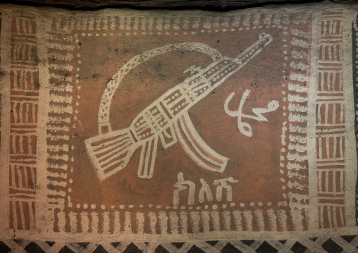 Ethiopia, Kembata, Alaba Kuito, detail of a painted house