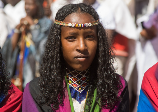 Borana tribe virgin girl during the Gada system ceremony, Oromia, Yabelo, Ethiopia