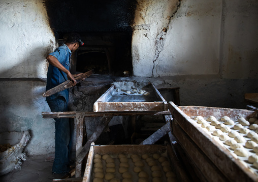 Ethiopian man working in a bakery, Harari region, Harar, Ethiopia