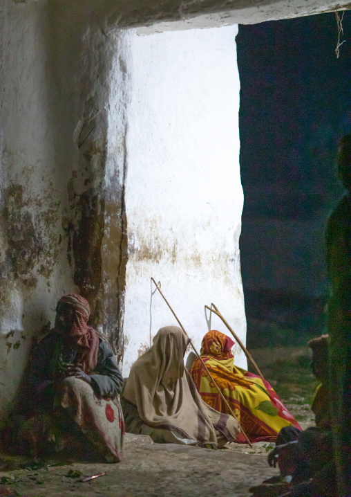 Oromo pilgrims praying in the night during the pilgrimage, Oromia, Sheik Hussein, Ethiopia