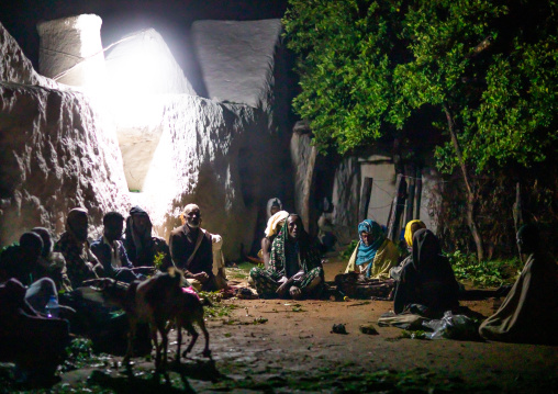 Oromo pilgrims praying in the night during the pilgrimage, Oromia, Sheik Hussein, Ethiopia