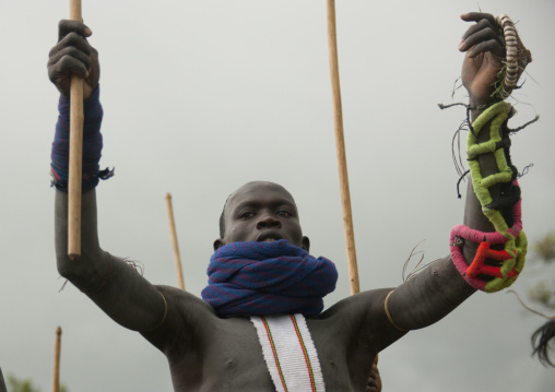 Donga stick fighting in Suri tribe, Tulgit, Omo valley, Ethiopia