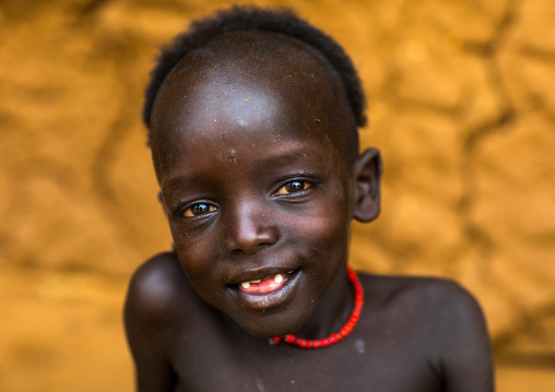 Portrait of a cute Hamer tribe boy, Omo valley, Turmi, Ethiopia
