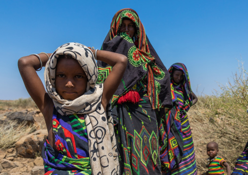 Portrait of an issa tribe family, Afar Region, Gewane, Ethiopia