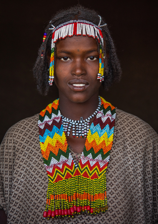 Oromo woman with a beaded necklace, Oromia, Mileso, Ethiopia