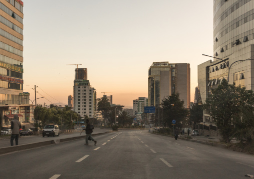 Empty large road in the city center, Addis Ababa Region, Addis Ababa, Ethiopia