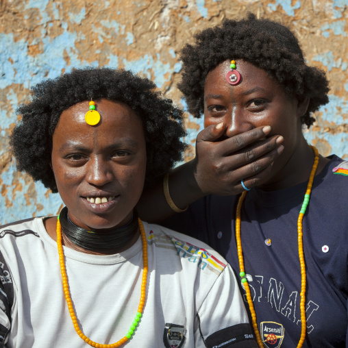 Darashe tribe girls with traditional hairstyle, Omo valley, Ethiopia