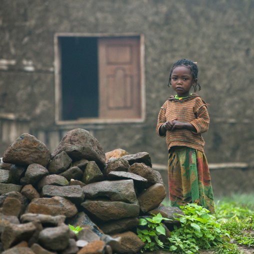 Girl In Front Of A House, Hossana, Omo Valley, Ethiopia