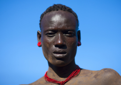 Bodi Tribe Man With Red Necklace, Hana Mursi, Omo Valley, Ethiopia