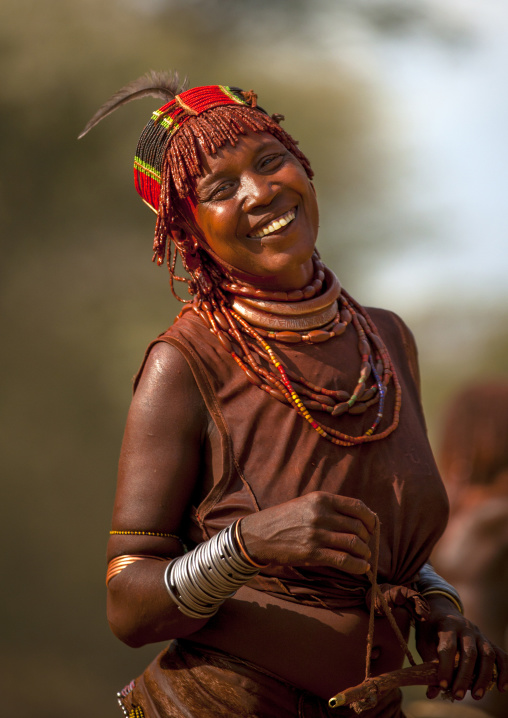 Hamar Tribe Woman Laughing At Bull Fighting Ceremony, Turmi, Omo Valley, Ethiopia