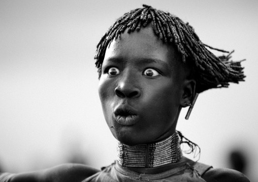Expressive Portrait Of A Hamar Tribe Woman During Bull Jumping Ceremony, Turmi, Omo Valley, Ethiopia