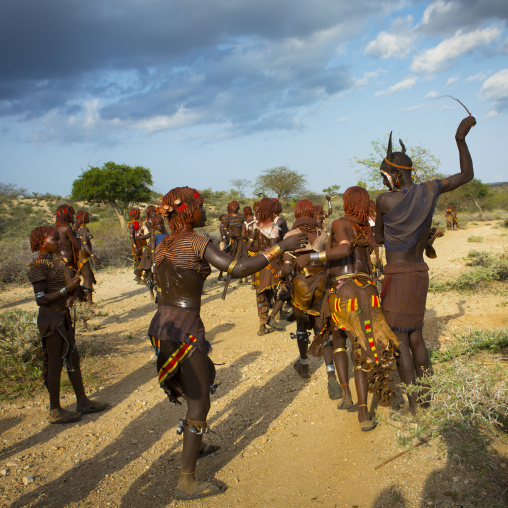 Whipping During Bull Jumping Ceremony, Turmi In Hamar Tribe, Omo Valley, Ethiopia