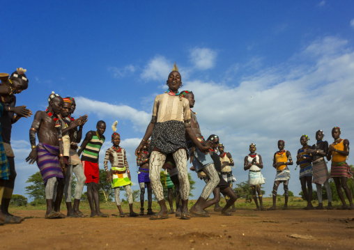 Bashada Tribe Men Dancing, Dimeka, Omo Valley, Ethiopia