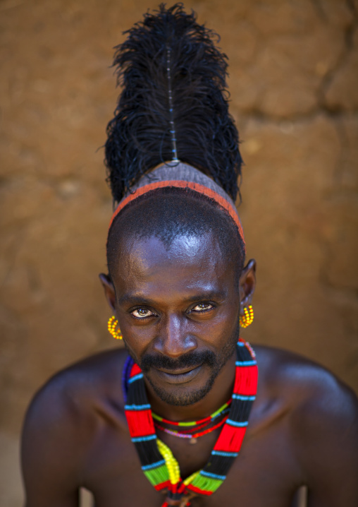 Hamer Tribe Man With Ostrich Feather, Turmi, Omo Valley, Ethiopia
