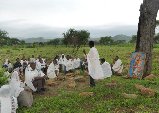 People doing the morning prayer in the open air Ethiopia