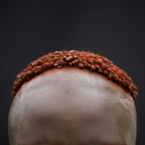 Ochre Dyed Hair And Forehead Of A Karo Woman Ethiopia