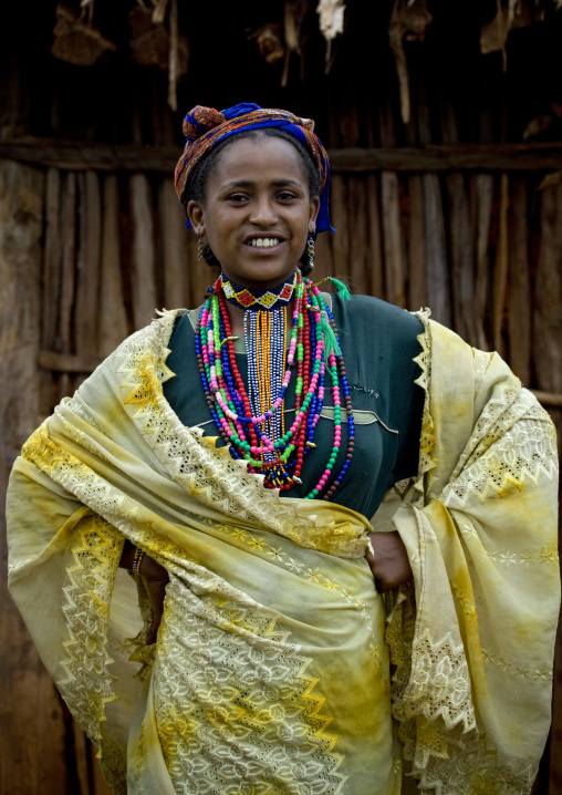 Glad Borana Woman Dressed In Traditional Way, Omo Valley, Ethiopia