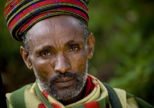 Portrait Of A Borana Tribe Man With Colourful Headband, Yabello, Omo Valley, Ethiopia