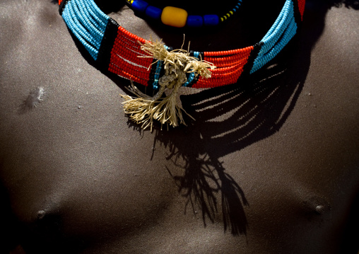 Detail Of The Traditional Necklace Of A Banna Warrior, Omo Valley, Ethiopia