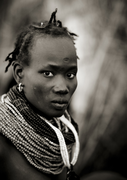 Portrait Of A Nyangatom Tribe Woman Wit A Scar On The Forehead, Omo Valley, Ethiopia