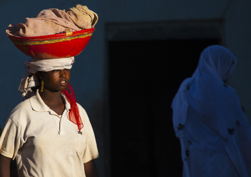 Harari Woman With Bowl On Head, Harar, Ethiopia