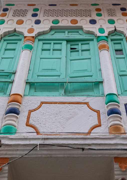 Green windows of a haveli, Rajasthan, Jodhpur, India