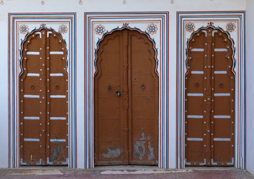 Old wooden doors in Junagarh fort, Rajasthan, Bikaner, India