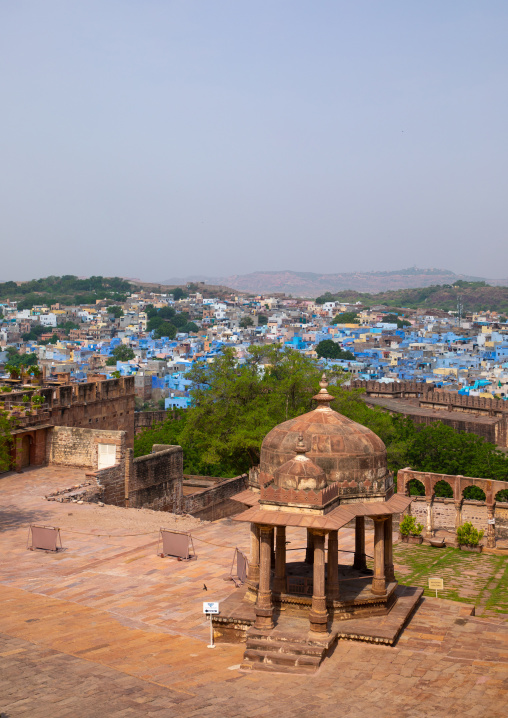 The view from Mehrangarh fort of the blue rooftops, Rajasthan, Jodhpur, India