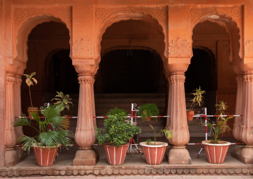 Pillared corridors in Junagarh fort, Rajasthan, Bikaner, India