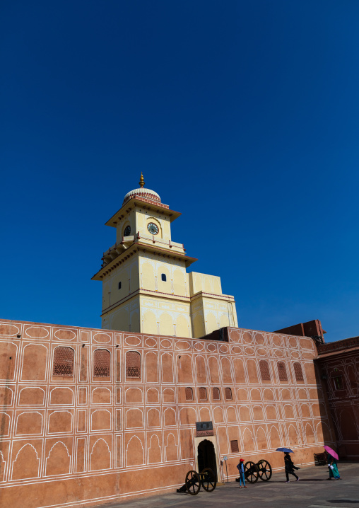 City palace clock tower from Sarvato Bhadra courtyard, Rajasthan, Jaipur, India