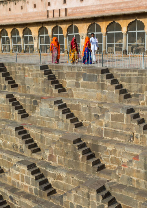 Rajasthani women in Chand Baori stepwell, Rajasthan, Abhaneri, India