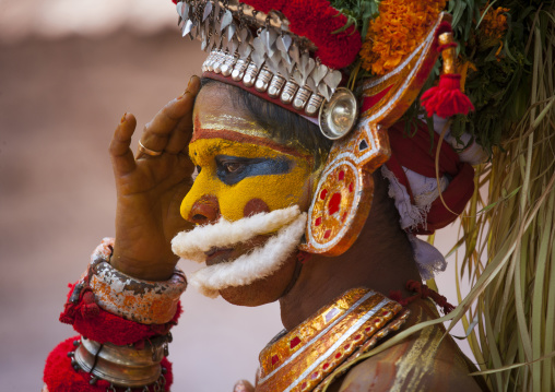 Man Dressed For Theyyam Ritual, Thalassery, India