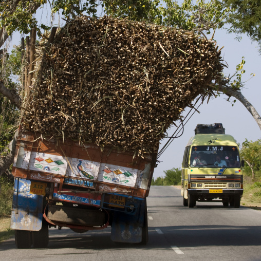 Overloaded Truck On The Road To Mysore, India