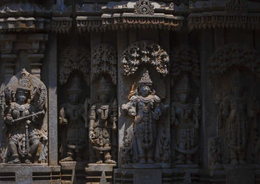 Rows Of Carvings Of Hindu God At Keshava Temple, Somnathpur, India