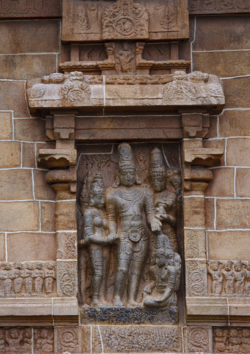 Bas-relief Cut In Rocks Depicting Hindu Deity On Nataraja Temple Chidambaram, India