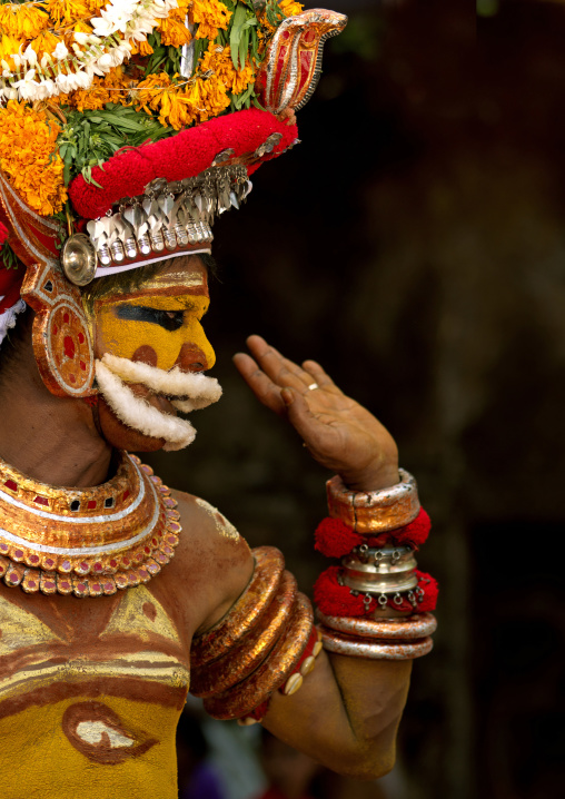 Man Dressed For Theyyam Ritual, Thalassery, India