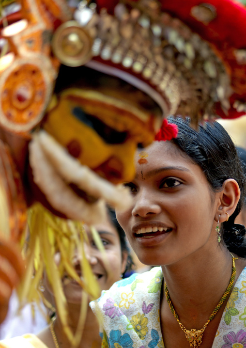 People Asking Questions About The Future During Theyyam Ceremony, Thalassery, India