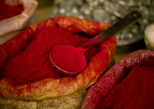 Red Spice Powder In A Bag At Madurai Market, India