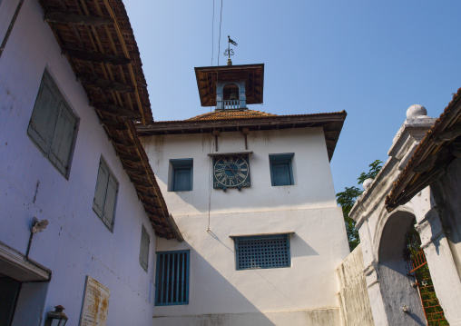 Front Of Kochi's Synagogue With A Clock On The Wall, India