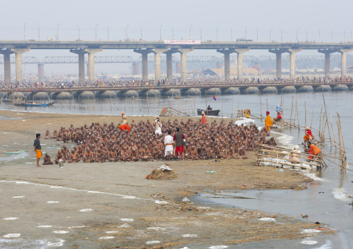 Pilgrims Bathing In Ganges, Maha Kumbh Mela, Allahabad, India