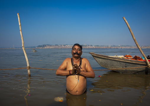 Pilgrim Bathing In Ganges, Maha Kumbh Mela, Allahabad, India