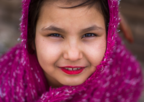 afghan refugee girl with lipstick, Central County, Kerman, Iran