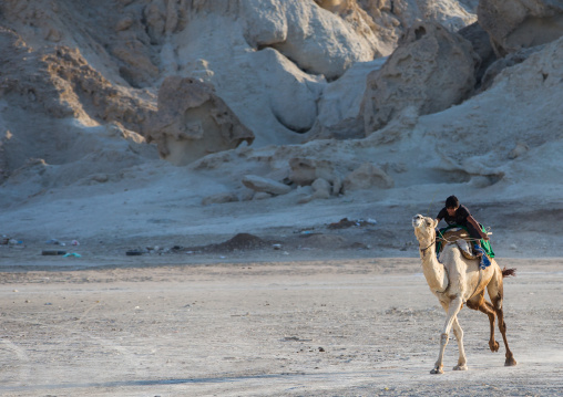 a man racing a camel during a traditional wedding, Qeshm Island, Salakh, Iran