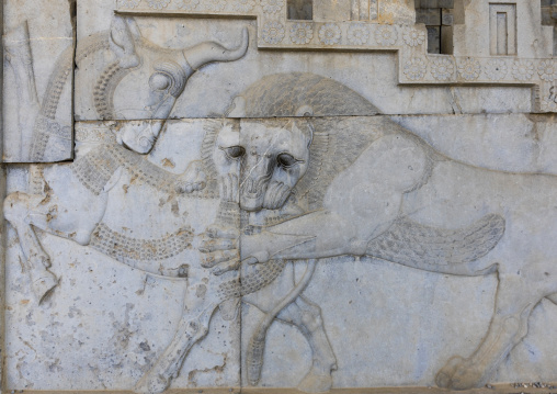 Bas-relief of a symbol in zoroastrian for nowruz, Fars province, Persepolis, Iran